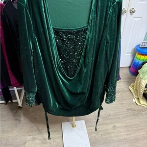 Chic Green Velvet Women's Blouse​